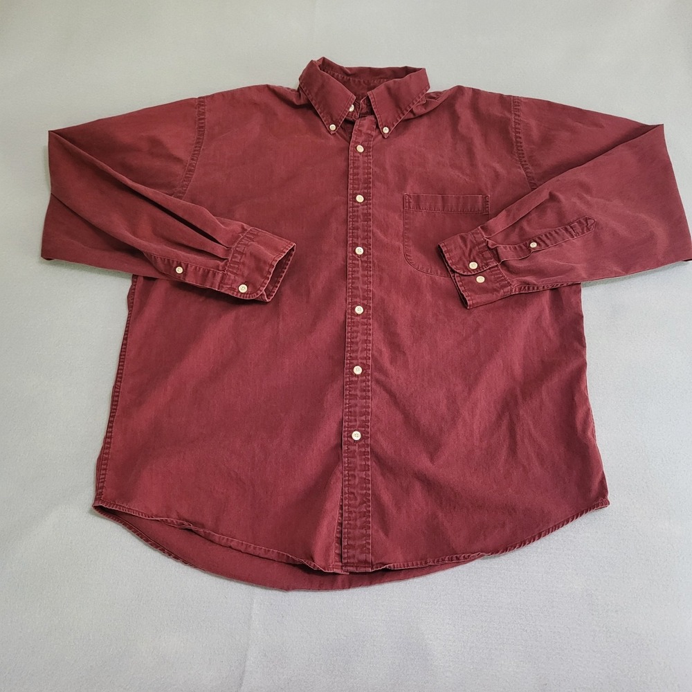 VTG Lands' End Long Sleeve Button Up Oxford Shirt Men's Size L 100% Cotton